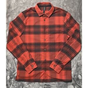 Lululemon Masons Peak Flannel Shirt Men's Medium Red Tartan Plaid Long Sleeve